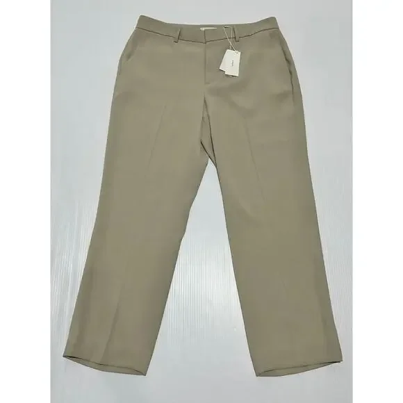 Vince Tailored Straight Pants Women's 12 Sepia Crepe Fit Slash Pockets NWT $345